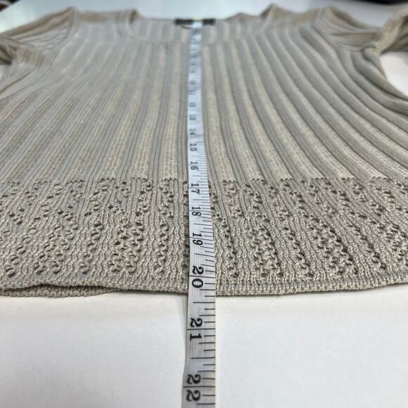 Absolutely Vintage Baby-Tee Top Open-Knit 3/4 Sleeves Boho Y2K Clean Girl Size L - Picture 11 of 12